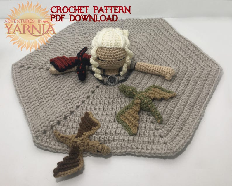 Mother Of Dragons Lovey Crochet Pattern, PDF INSTANT DOWNLOAD, Khaleesi baby lovey, daenerys daenerys targaryen baby gift image 2