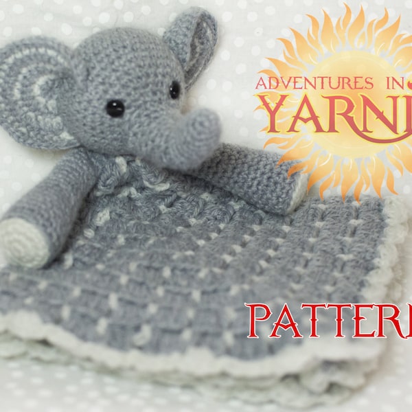 Elephant Lovey Crochet Pattern, INSTANT DOWNLOAD PDF, security blanket