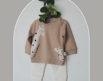 Organic Cotton Baby Set: Giraffe Long Sleeve Shirt & Pants