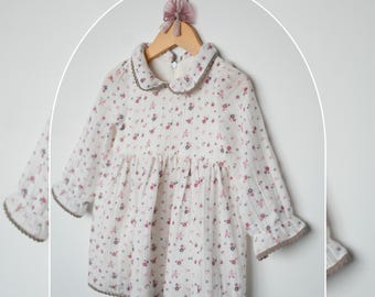 Musselin Kleid für Mädchen: Langarm Baumwolle Kleinkinder Outfit