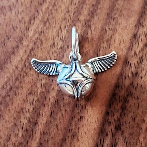 Snitch Dangle Charm,925 Sterling Silver Snitch Bead,Handmade Charm Pendant,Fits European Bracelets Necklaces