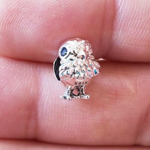 Funkelnder Süßer Küken Anhänger, 925 Sterling Silber Tier Anhänger, handgefertigte Silberperle, passend für Armbänder und Ketten