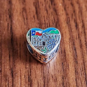 Charm Texas Bluebonnet en argent sterling : coeur en émail, compatible Pandora
