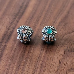 Birthstone Flower Pendant Charm,925 Sterling Silver Cz Birthday Charm Bead,Handmade Charm Pendant,Fits European Bracelets Necklaces