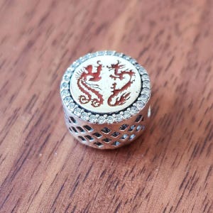 Dragon & Phoenix Charm,925 Sterling Silver Chinese New Year Bead,Handmade Charm Pendant,Fits European Bracelets Necklaces