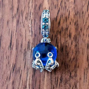 Cute Octopus Charm Pendant,925 Sterling Silver Blue Murano Glass Dangle Charm,Fits European Bracelets and Necklaces Gift For Her