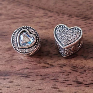925 Sterling Silver Pave Heart Essence Charms,Handmade Silver Beads,Small Hole Essence Bead,Only Fit European Style Essence Bracelets