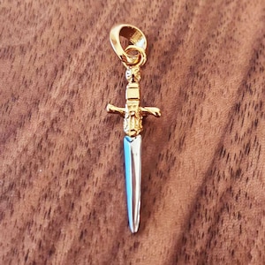 Pingente de espada, pingente de prata esterlina 925 e banhado a ouro, conta de prata feita à mão, serve para pulseiras e colares europeus