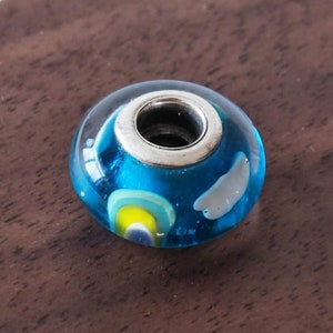 Rainbow Glass Bead Charm 925 Silver Hole Fits European Bracelets and Necklaces