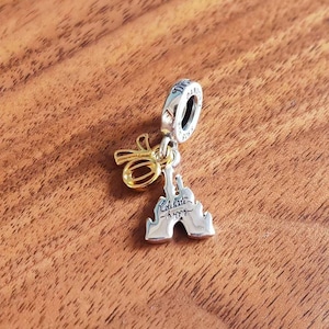 Disney Castle 70 Years Anniversary Dangle Charm Pendant,925 Sterling Silver Charm Bead,Fits European Bracelets and Necklaces