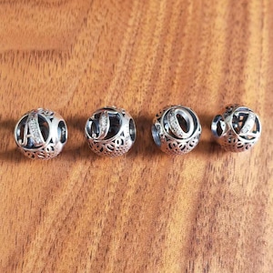 Sterling Silver Initial Charm Bead: Clear Zirconia, Fits European Bracelets
