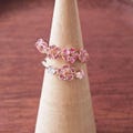 Rose Gold Peach Blossom Ring: Pink Enamel Flower Ring