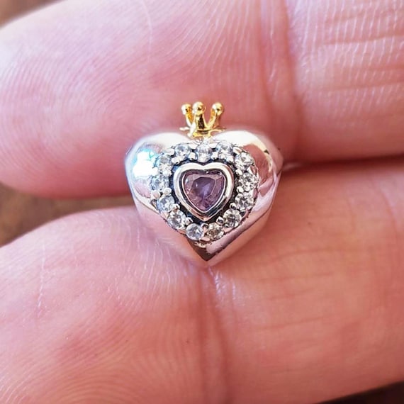 Princess Heart Crown Charm Pendant,925 Sterling Silver Love