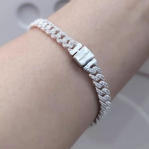 PANDORA Timeless パヴェ チェーン ブレスレット Pandora Timeless Pavé Cuban Chain Bracelet | Sterling silver