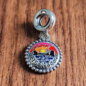 Charm exclusivo de El Salvador, colgante exclusivo de plata de ley 925, abalorio hecho a mano para pulsera y collar Pandora.