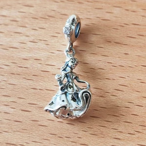 Beauty and the Beast Dancing Belle Dangle Charm Pendant,925 Sterling Silver Cartoon Charm Bead,Fits European Bracelets and Necklaces