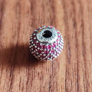 Sterling Silver Passion Essence Charm: Rose Red CZ Bead for Essence Bracelets