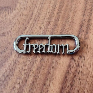 Ruthenium-plated Freedom Word Link Charm,925 Sterling Silver Me Link Charm,Fits European Me Link Chain Bracelets and Necklaces