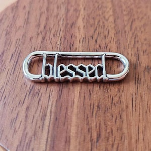 Blessed Word Link Charm,925 Sterling Silver Me Link Charm,Fits European Me Bracelets and Necklaces