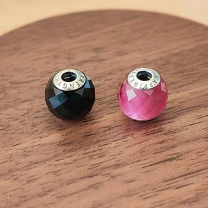 925 Sterling Silver Small Size Essence Charms,Handmade Faceted Stone Essence Beads,Small Hole Essence Bead,Only Fit Essence Bracelets