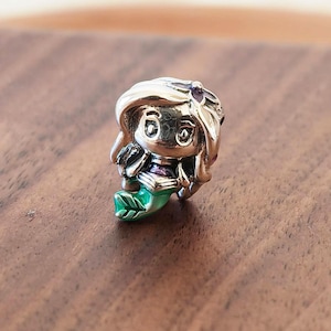 Little Mermaid Charm Pendant,925 Sterling Silver Princess Charm Bead,Fits European Bracelets and Necklaces