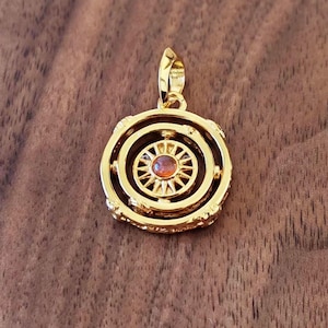 Spinning Astrolabe Dangle Pendant Charm,Gold Plated Charm,Fits European Bracelets and Necklaces Gift For Her