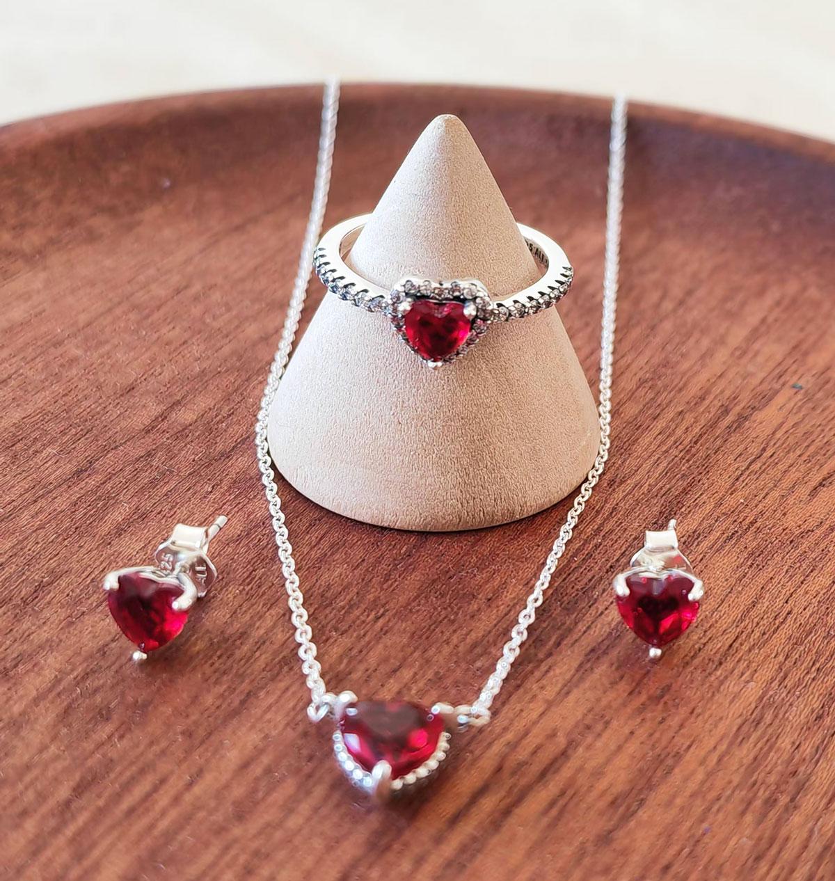 Heart Necklace Pandora Red Heart Charm Red Heart Keyhole Double