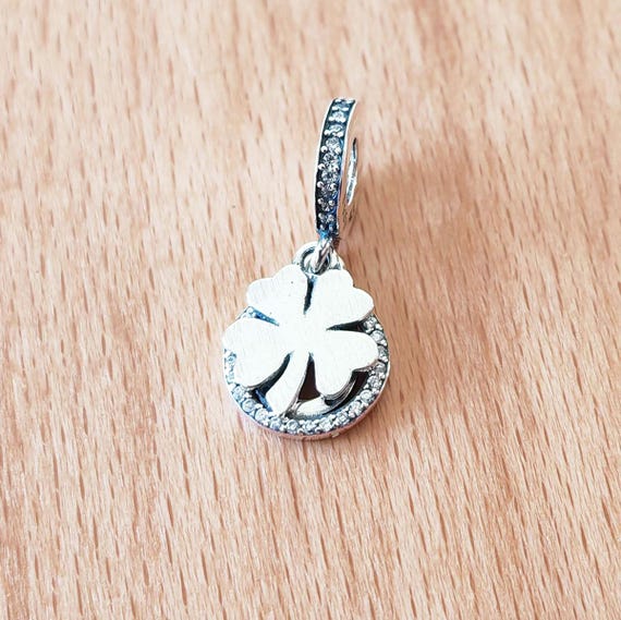 925 Sterling Silber Charm – Vierblättriges Klee & Hufeisen, Für Armbänder & Halsketten