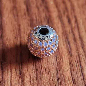 Sterling Silver Love Essence Charm: Pink CZ Pave Bead