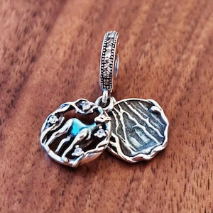 Snape Doe Patronus Dangle Charm Pendant,925 Sterling Silver Blue Enamel and Clear Cz Charm Bead,Fits European Bracelets and Necklaces