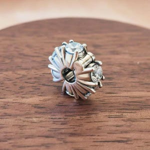 Sparkling Row of Round Cz Clip Charm,925 Sterling Silver Clear Zirconia Spacer Charm,Handmade Silver Bead,Fits European Bracelets