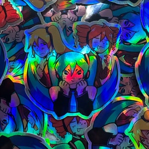 Vocaloid Triple Baka 3&quot; Holographic Vinyl Sticker | Hatsune Miku, Kasane Teto, Akita Neru