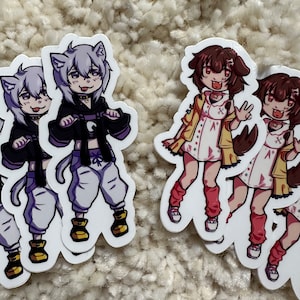 Teeny Inugami Korone and Nekomata Okayu Hololive VTuber 2&quot; Vinyl Stickers