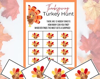 Thanksgiving Turkey Treasure Hunt Game For Kids | Printable Children Scavenger Activity | Family Digital Download | DIY Party Kit