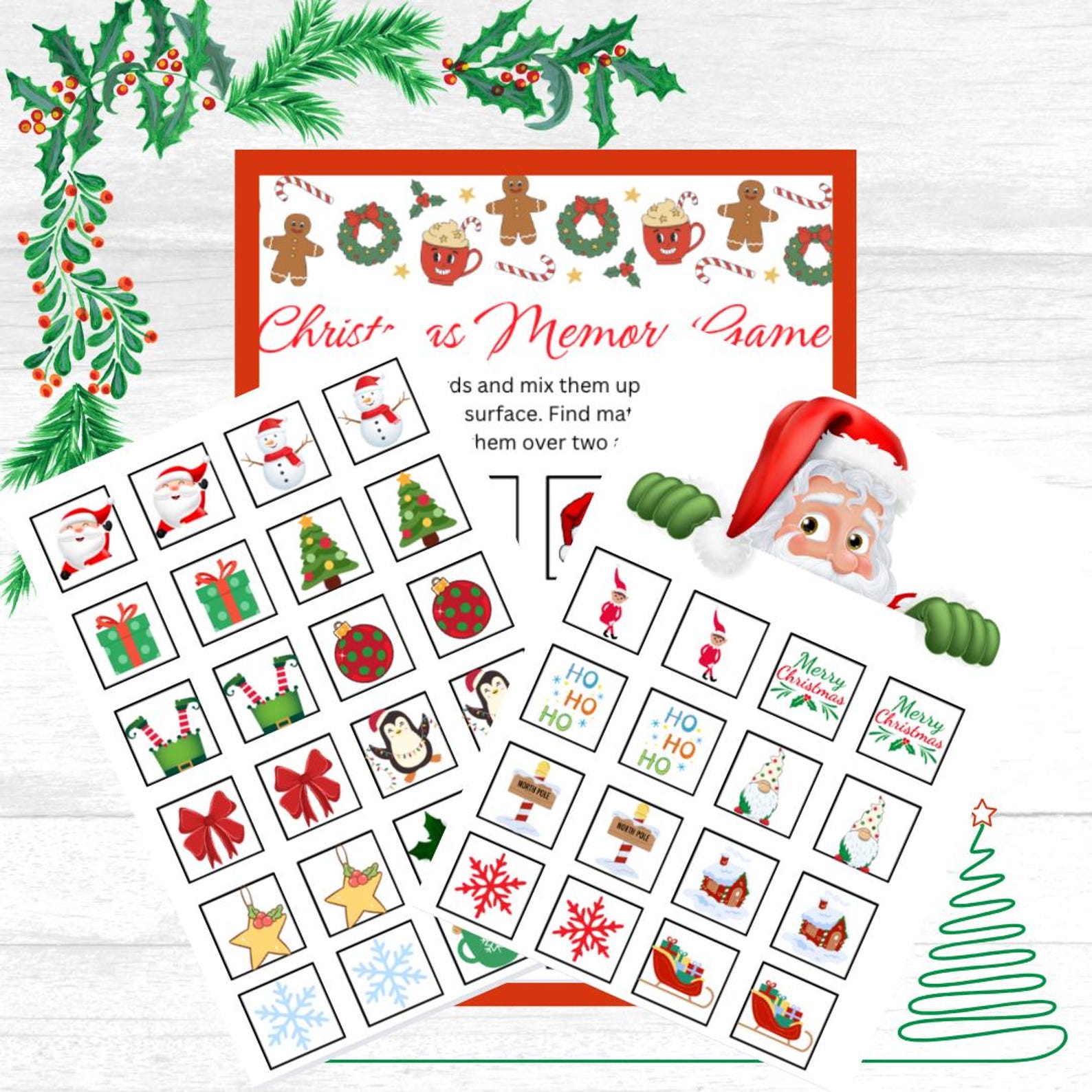 Christmas Memory Match Game Printable Holiday Party Games Christmas ...
