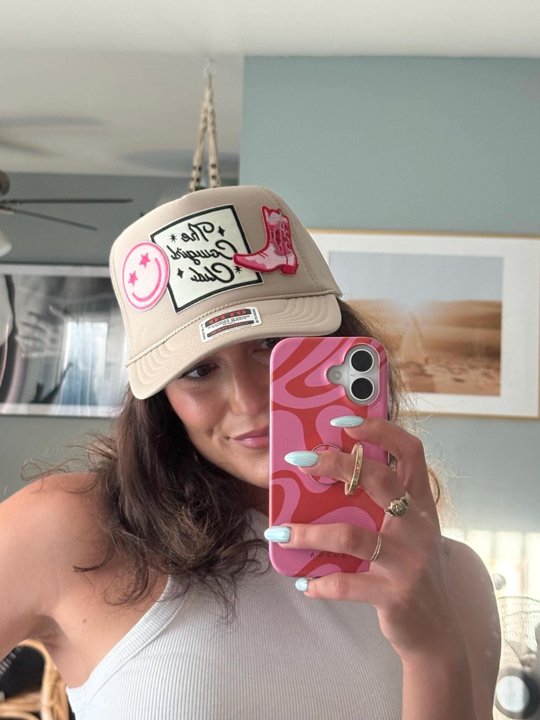 OTTO Pink and White Cowgirl Social Club Trucker Hat the official members of the Palm Springs social club ? main image 2