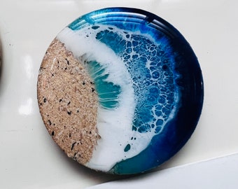 These ocean themed HandPainted resin magnets or keychains will bring the beach to you- refrigerator Surf magnets, Coastal living fridge