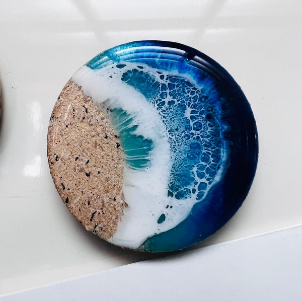 These ocean themed HandPainted resin magnets or keychains will bring the beach to you- refrigerator Surf magnets, Coastal living fridge