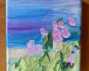 Beach Pea 5x5" oil on canvas