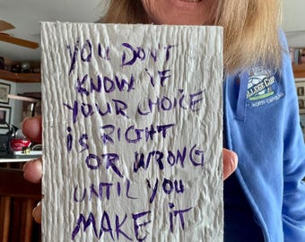 5x6" Hand Lettered on Dumpster Dive Pressed Wood