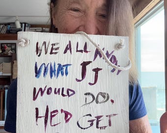 JJ Outer Banks Fan Art: Hand-Lettered Cedar Sign (7x9")