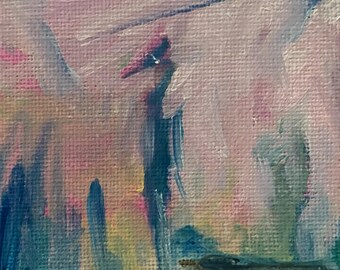 Blue Heron, 3x3" Canvas with Easel