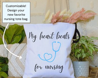 Nurse Tote Bag, Personalized Tote Bag, RN Tote, Nurse Gift, RN Gift, Gift for Nursing Student, Nurse Christmas Gift, Lpn Cna Graduation Gift