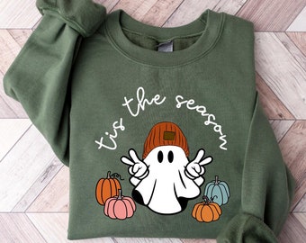 Tis The Season Ghost Fall Sweatshirt, Halloween Ghost Shirt, Pumpkin Season Shirt, Halloween Sweatshirt, Spooky Ghost Shirt, Halloween Gifts