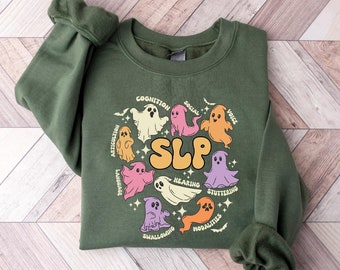 Speech Therapy Sweatshirt, SLP Ghost Shirt, Speech Therapy Halloween Shirt, Speech Therapist, SLP Halloween Shirt, Spooky SLP, Slp Sweater