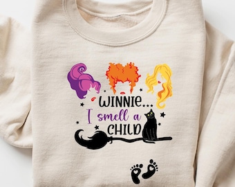 Winnie I Smell a Child Sweatshirt For Halloween, Halloween Pregnancy Announcement Hoodie, Witchy Pregnant Shirt, Halloween Maternity Outfit