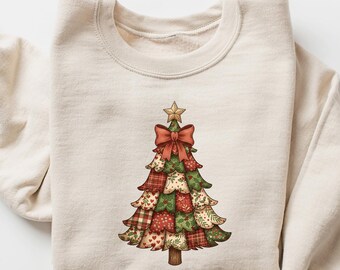 Christmas Tree Bow Sweatshirt, Christmas Sweatshirt for Women, Christmas Tree Tshirt, Christmas Coquette Christmas Shirt