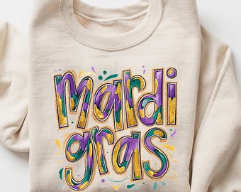 Sudadera retro de Mardi Gras, camiseta de Mardi Gras, camiseta del festival de Luisiana con cuentas de Mardi, camiseta con lazo de carnaval de Nueva Orleans
