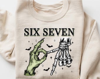 6 7 Halloween Meme Shirt, Funny Skeleton Hands Tee, Halloween Couples Shirt, Trendy Shirt, Six Seven T-shirt, 67 Couples Tee