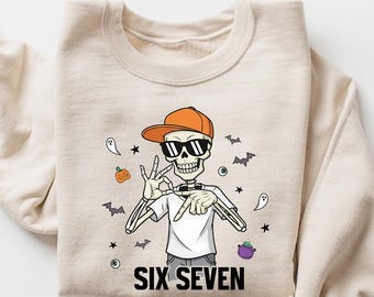 6 7 Meme Shirt, Funny Skeleton Hands Tee, Halloween Couples Shirt, Trendy Shirt, Six Seven T-shirt, 67 Couples Tee